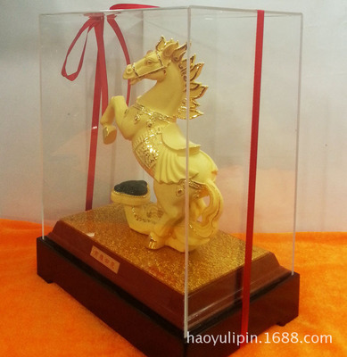 绒沙金马工艺摆件 高档礼品与开业庆典的理想选择